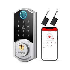 Smus-zns-fam02-sil Smonet Smart Deadbolt Keyless Entry Fingerprint Door Lock 8-in-1 Locks