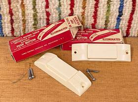 2360c Snapit Vtg 50s Nos Pair 2 Illuminated Doorbells Decorator Feather Touch Mcm