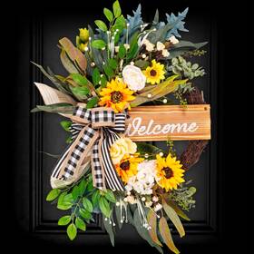 H1007 Soosubel Spring Summer Wreaths For Front Door Porch Wall Window 22 Inch Farmhouse Sunflow