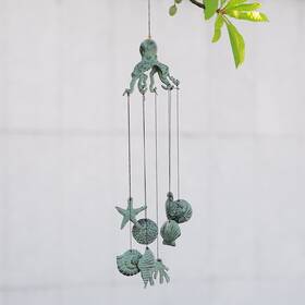 50945 Spi Octopus Wind Chimes 30 Inch Cast Iron Garden Decor