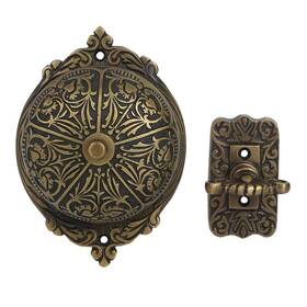 Stallion Hardware 850071485387 Stallon Antique Brass Twisted Door Bell With Vintage Decorative