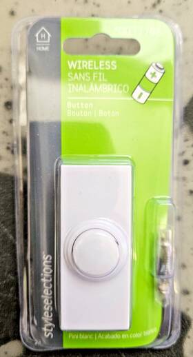 17368 Style Selections Wireless Lighted White Doorbell Button Batteries Included
