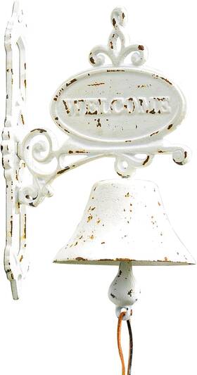 Sm-0629 Sungmor Cast Iron Dinner Bell Rustic White Wall Hanging Shape E