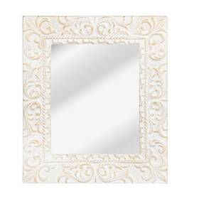 Sm-0829 Sungmor Cast Iron Decorative Wall Mirror - Heavy-duty White And Gold Embossed V