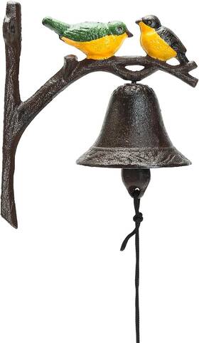 Sm-384 Sungmor Cast Iron Dinner Bell Outside Farmhouse Door Shape B - Birds