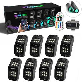 Sunpie-8rock-super Sunpie 8 Pods 210 Degrees Wide Angle Rgbw Rock Lights Phone App Voice Mode Mu