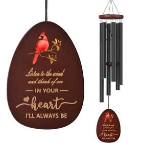 St2023010 Suntimber Cardinal Wind Chimes In Memory Of Loved One Sympathy Memorial W Inch