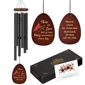 St2023011 Suntimber Cardinal Standing On Mistletoe Memorial Wind Chimes For Outside Sympathy