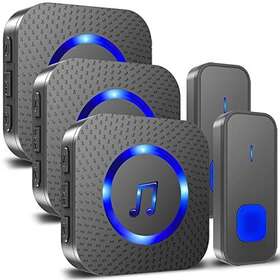 Surfou 696629031312 Wireless Doorbell Waterproof Door Bell Battery Operated With 3 Plug In Receiv