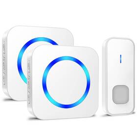 Surfou 792684214483 Doorbell Wireless Battery Operated Push Button 2 Plug-in Receivers