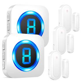 Surfou 792684214902 Wireless Doorbell Chime With 3 Sensors 2 Receivers Door Chimes When Open