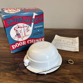 C782 Swiss Rare Vintage Musical Door Chimes - Inch Beautiful Dreamer Cib