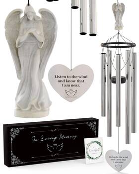 Sympathy Hearts 196852416196 Angel Memorial Wind Chimes For Loss Of Loved One - 34 Inch Large Ch