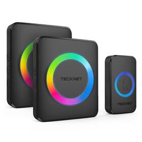 Ip65 Tecknet 056243603671 Wireless Doorbell With 2 Plug-in Receivers Waterproof Doorbells