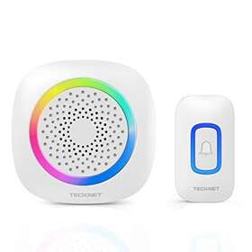 Tecknet 056243608218 Wireless Doorbell Portable With Rgb Light Battery Powered Ip66 Waterpro
