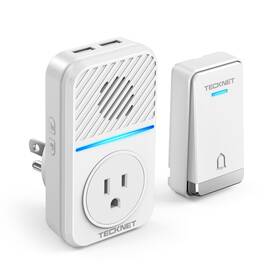 Ip65 Tecknet 056243609475 Wireless Doorbell Self-powered With 2 Usb Ports Water