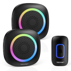 Tecknet 056243610761 Wireless Doorbell With 2 Portable Receivers Battery Powered