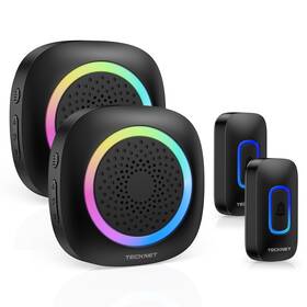 Tecknet 056243620906 Wireless Doorbell 2 Transmitters Receivers Door Bell Battery Operated With