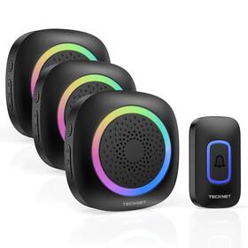 B0d3tv7n5x Tecknet Wireless Doorbell 3 Portable Doorbells Rgb Light Ip66 Waterproof 130