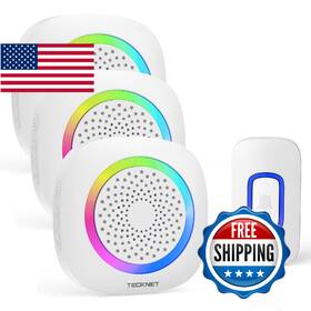 B0djqsxj4r Tecknet Wireless Doorbell With 3 Portable Doorbells Rgb Light Battery Powe
