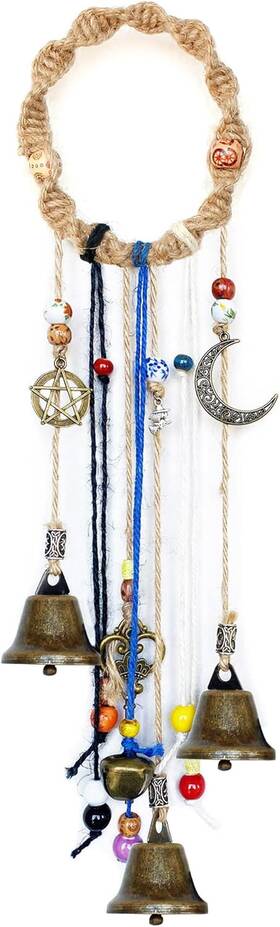 Cbtc19880 Tesstor Witch Bells For Door Knob Protection Wiccan Runes Witchy Things Beige