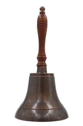 H-5ab The Metal Magician Large And Heavy Solid Brass Loud Hand Call Bell For Weddings Christmas School
