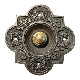 B0bysr1bpt Thorness Cast Iron Traditional Quatrefoil Shape Doorbell Push Button 10cm X