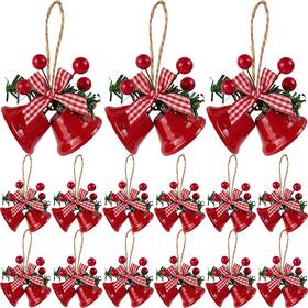 Jb-rd18 Tihood 18pcs Red Christmas Bells Ornaments Tree Hanging Ornament Metal