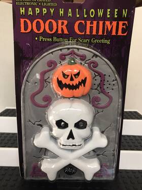 Tony 016438570602 Happy Halloween Door Chime Skull Crossbones Jack O Lantern Works New