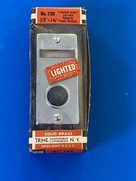 730c Trine Vintage 730 Push Button Lighted Doorbell - Nos Chromium