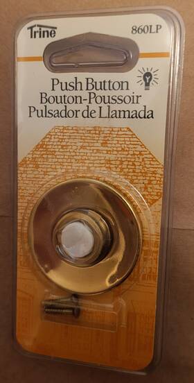 860lp Trine Push Button Door Bell Lighted Vintage Nos New Old Stock Brass
