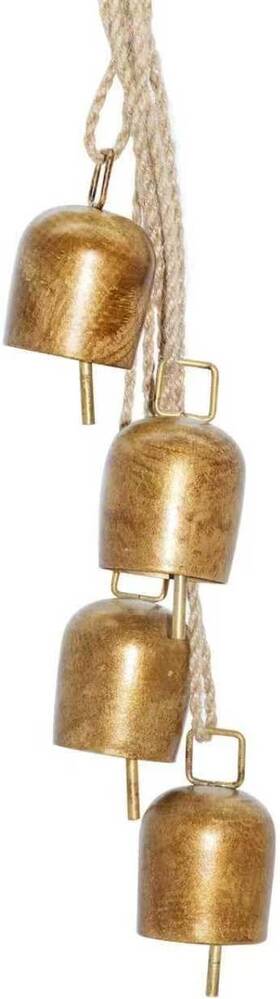 Txcb-3pc Txxcloe Vintage Gold Metal Bells With Jute Rope - Decorative Hanging Rustic Bronze