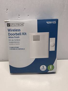 6291123 Utilitech 0056293 Wireless Doorbell Kit Sensor 3 Melodies White Finish #6291123