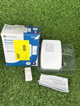 6291122 Utilitech 058219502488 Wireless Doorbell Kit Sensor 3 Melodies White No Battery