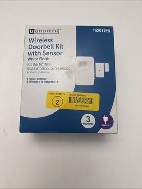 6291126 Utilitech #6291126 Wireless Doorbell Kit 3 Melodies White