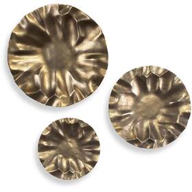04391 Uttermost Peonia Vintage Gold Outdoor Wall Art Set Of 3