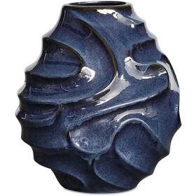 18285 Uttermost Helix Blue Glaze Outdoor Vase