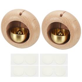 Uxcell 614462328185 2 Set Shopkeepers Bell Wood Door Chime Magnetic Beech Egg