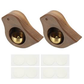Uxcell 614462328222 2 Set Shopkeepers Bell Wood Door Chime Magnetic Walnut Bird