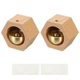 Uxcell 614462328253 2 Set Shopkeepers Bell Wood Door Chime Magnetic Beech Hexagon