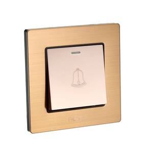 Uxcell 784958203606 Doorbell Push Button Switch Gold Tone Ac 250v 16a Stainless Steel Panel