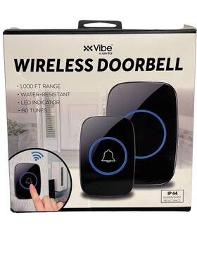 Ip44 Vibe 888255252135 Wireless Doorbell Ve-wdbl-nte Black 1000 Ft Range New Sealed