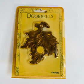 9122 Vintage Doorbell Brass Leaf Surface Mount Push Button Ganz Nos Door Bell