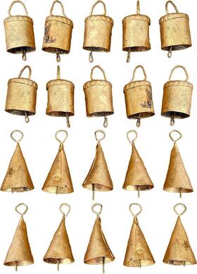Um20 Vivanta Gold Cow Bells 20 Small Rustic Metal Hanging For Crafts
