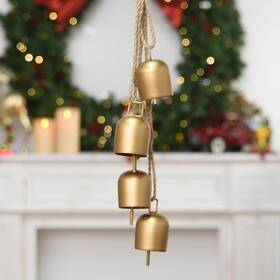 Vk-4ld-dx-fgjs Vuskly Gold Christmas Bells For Decorations Vintage Bright - 4 Set