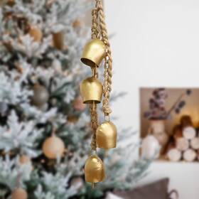 Vk-4ld-xh-bz Vuskly Christmas Bells Vintage Hanging Decorative Gold Glossy - 4 Set
