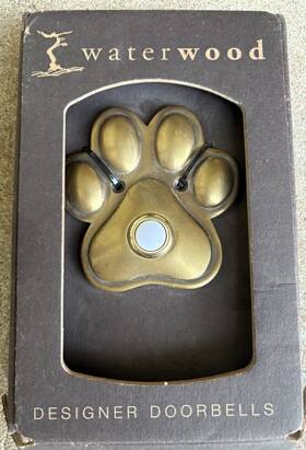 Waterwood 890029002402 Doorbell Large Animal Paw Print Antique Finish Push Lighted Button Solid Brass