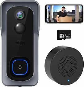 J1-xtu-01 Wifi Video Smart Wireless Doorbell Camera 1080p Fhd Motion Detection 32gb