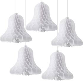 Bells-89 Willbond 5 Pieces Paper Wedding Bells White Hanging Large Heavy Honeycomb