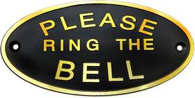 Wills Family Store 705354007797 Please Ring The Bell Aluminium Doorbell Sign With Screws Black And Golden 5.5x2